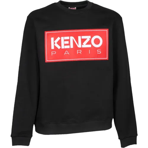 Klassischer Schwarzer Sweatshirt mit Paris Logo , Herren, Größe: L - Kenzo - Modalova