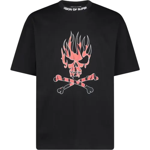 Skull Print Tee /Red , male, Sizes: M, XL, S - Vision OF Super - Modalova