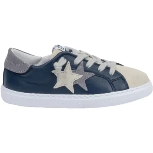 Blaue und graue Low-Top-Sneakers , Damen, Größe: 38 EU - 2Star - Modalova