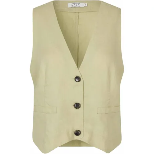 Classic Linen Vest Majordyn Jacket , female, Sizes: 2XL, L, XL, M - Masai - Modalova