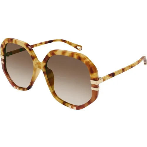 Havana Shaded Sonnenbrillen , Damen, Größe: 58 MM - Chloé - Modalova