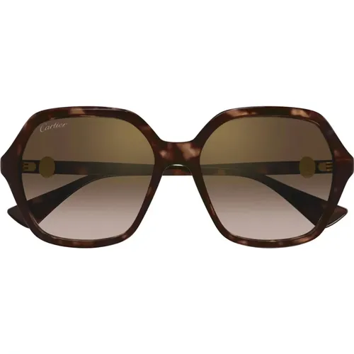 Havana Sonnenbrille Ct0470S 002 , Damen, Größe: 57 MM - Cartier - Modalova