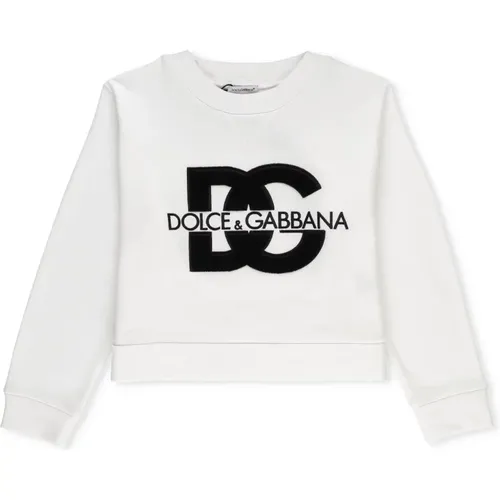 Weiße Baumwoll-Sweatshirt für Mädchen - Dolce & Gabbana - Modalova