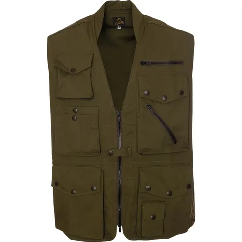 Field Vest with V-Neck and Multiple Pockets , male, Sizes: M, S - Needles - Modalova