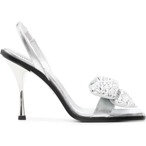 Silberne Sandalen mit Strass High Heels , Damen, Größe: 36 EU - Dsquared2 - Modalova