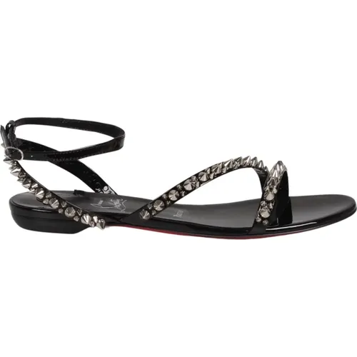 Silver Spike Flat Sandals , female, Sizes: 3 UK - Christian Louboutin - Modalova