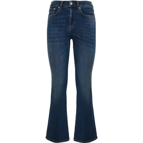 Slim Fit Baumwoll-Denim Cropped Jeans , Damen, Größe: W26 - Roy Roger's - Modalova