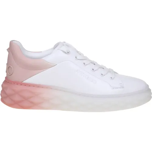 Weiße Ledersneaker mit Rosa Akzenten , Damen, Größe: 37 EU - Jimmy Choo - Modalova