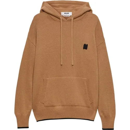 Beiger Hoodie Pullover mit Kapuze , Herren, Größe: L - MSGM - Modalova