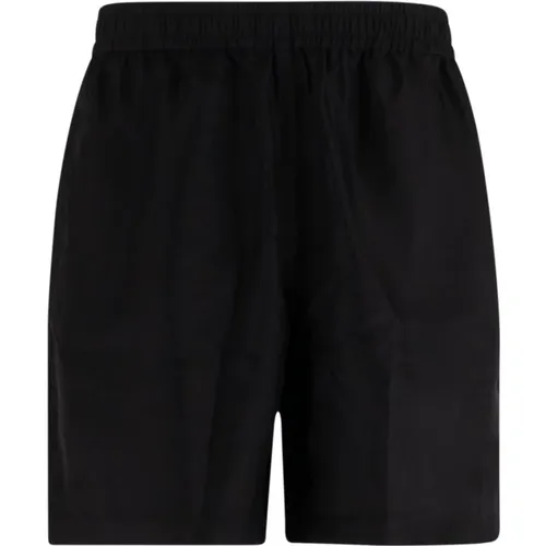 Schwarze Seiden-Bermuda-Shorts mit Kordelzug - Sunflower - Modalova