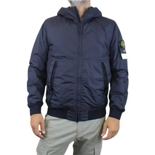 Navy Hooded Jacket , male, Sizes: 2XL - Stone Island - Modalova