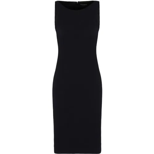 Schwarzes Woll-Baumwollmischkleid , Damen, Größe: S - Emporio Armani - Modalova