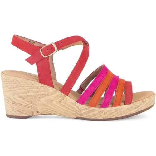 Rote/Rosa/Orange Velours Sandalen - Gabor - Modalova