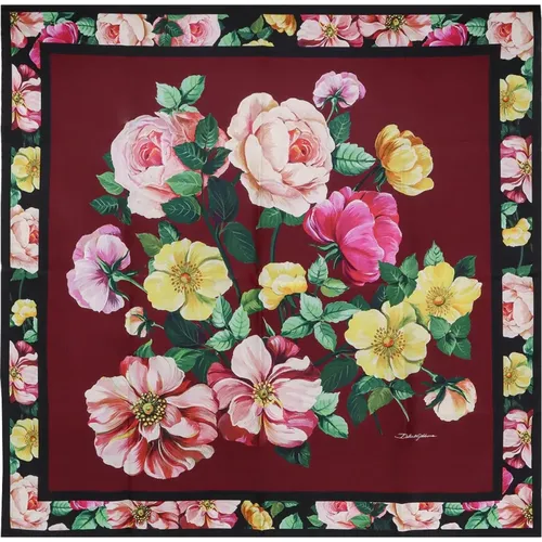 Multicolor Floral Print Silk Scarf , female, Sizes: ONE SIZE - Dolce & Gabbana - Modalova