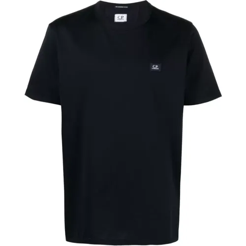 Blaues Logo Baumwoll-T-Shirt , Herren, Größe: 3XL - C.P. Company - Modalova