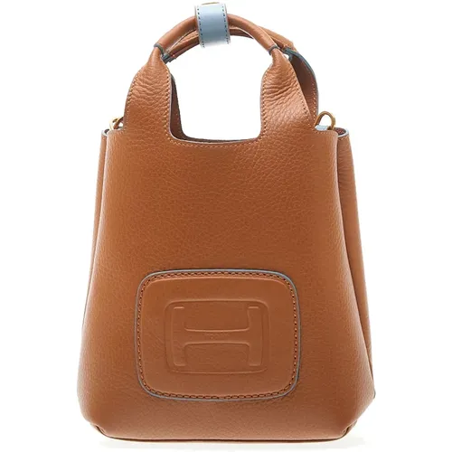 Mini Leather and Sky Blue Shopping Bag , female, Sizes: ONE SIZE - Hogan - Modalova
