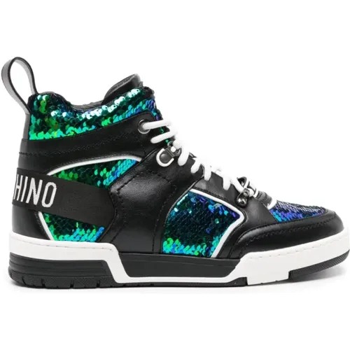 Multicolour Sequin Sneakers , male, Sizes: 6 UK - Moschino - Modalova