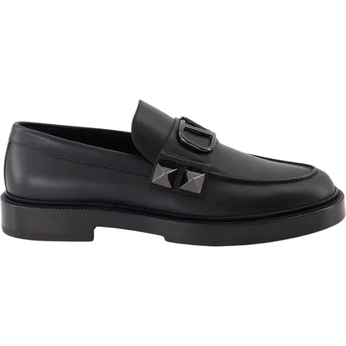 Studded Slip-On Leather Loafers , male, Sizes: 10 UK - Valentino Garavani - Modalova