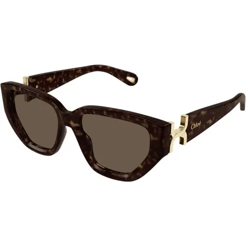 Stylish Havana Sunglasses , unisex, Sizes: 55 MM - Chloé - Modalova