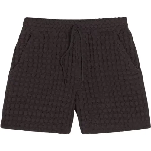 Schwarze Waffelshorts mit Taschen , Herren, Größe: XL - OAS - Modalova