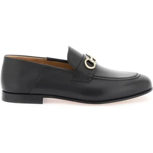 Gancini Loafers with Gold Detail , male, Sizes: 6 UK, 8 UK, 7 UK - Salvatore Ferragamo - Modalova