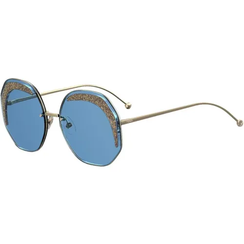 Gold/Blue Sunglasses Glass FF 0358/S , female, Sizes: 63 MM - Fendi - Modalova