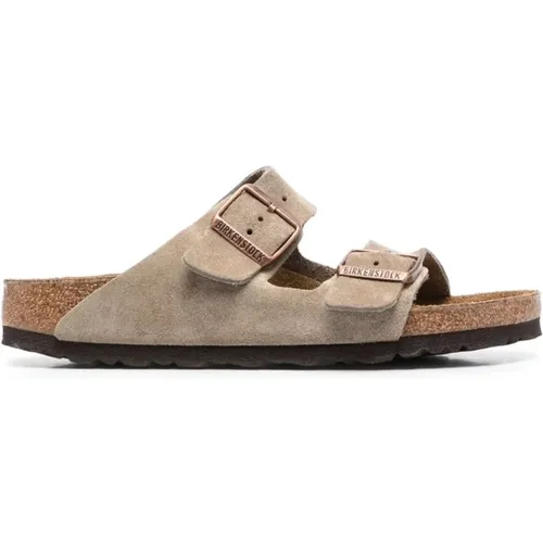 Taupe Suede Double Buckle Slide Sandals , male, Sizes: 11 UK, 10 UK - Birkenstock - Modalova