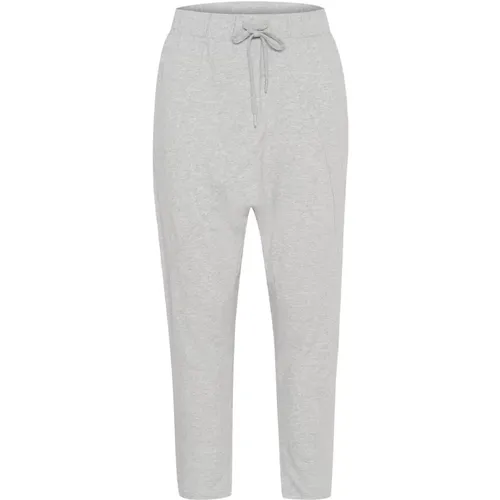 Relaxed Fit Sweatpants Light Grey Melange , female, Sizes: S/M - Cream - Modalova