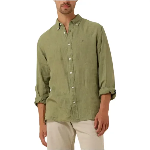 Casual Olive Shirt für Männer , Herren, Größe: L - Tommy Hilfiger - Modalova
