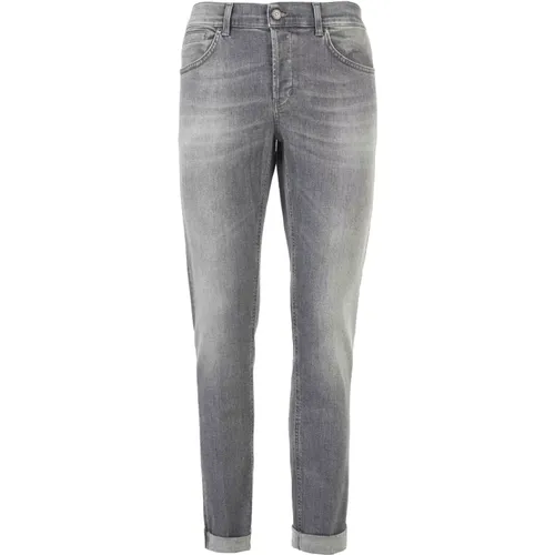 Graue Skinny Jeans mit Metall-Logo , Herren, Größe: W33 - Dondup - Modalova