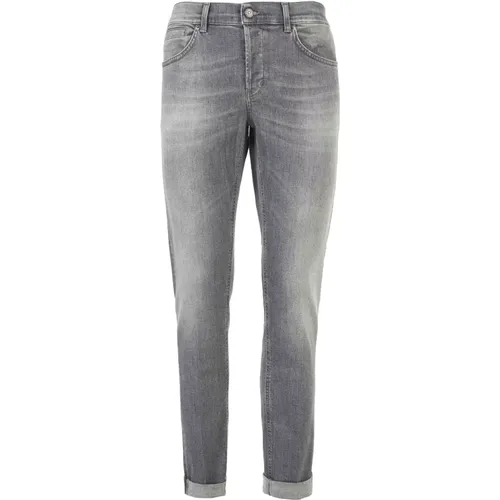 Graue Skinny Jeans mit Metall-Logo , Herren, Größe: W31 - Dondup - Modalova