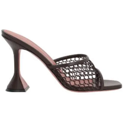 Dark Mesh Mule Sandals , female, Sizes: 7 UK, 4 1/2 UK, 4 UK, 5 1/2 UK - Amina Muaddi - Modalova