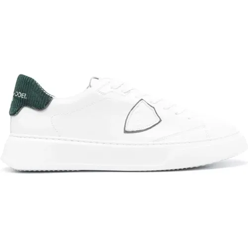 Sneakers with Green Velvet Detail , male, Sizes: 6 UK, 8 UK, 9 UK, 10 UK, 7 UK - Philippe Model - Modalova