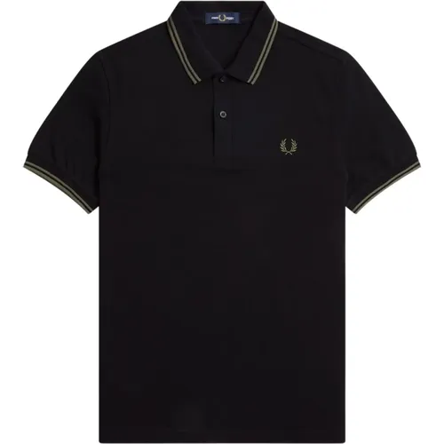 Klassisches Baumwoll-Polo mit Doppelstreifen , Herren, Größe: M - Fred Perry - Modalova