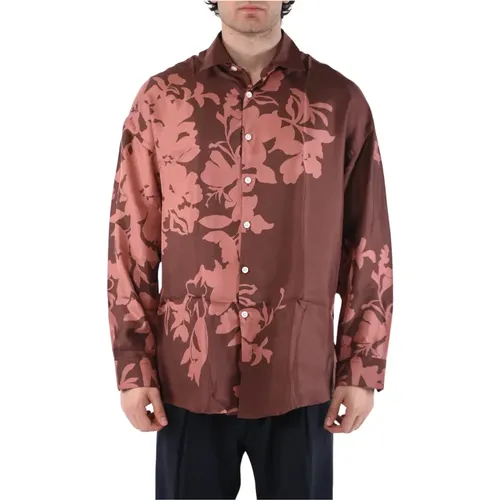 Silk Patterned Shirt Front Button , male, Sizes: XL, L, S - Costumein - Modalova