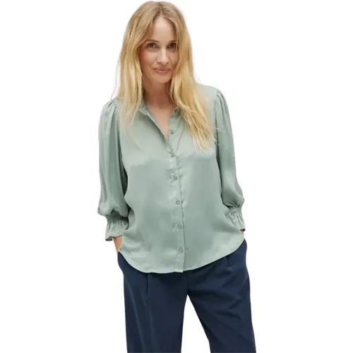 Mintgrüne Bluse mit Puffärmel Calaris , Damen, Größe: XS - MbyM - Modalova