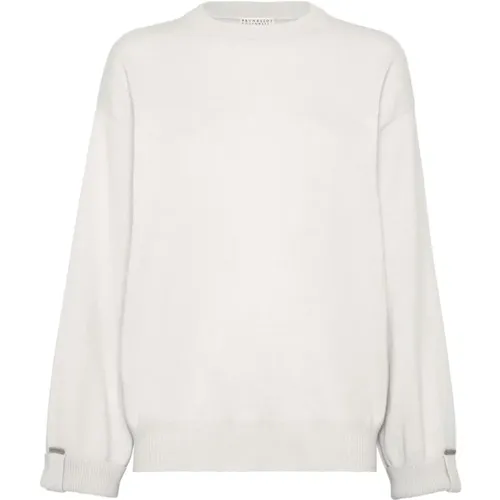 Elegant Ivory Sweaters for Women , female, Sizes: L - BRUNELLO CUCINELLI - Modalova
