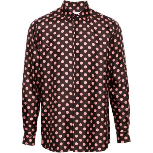 Seidenhemd mit Polka Dots , Herren, Größe: L - Moschino - Modalova