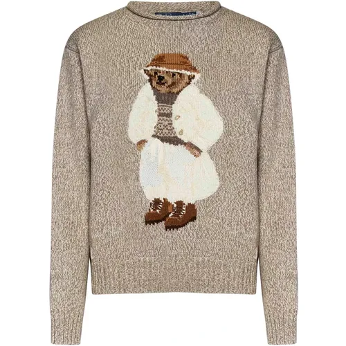 Sweater with Polo Bear Intarsia , female, Sizes: L - Polo Ralph Lauren - Modalova