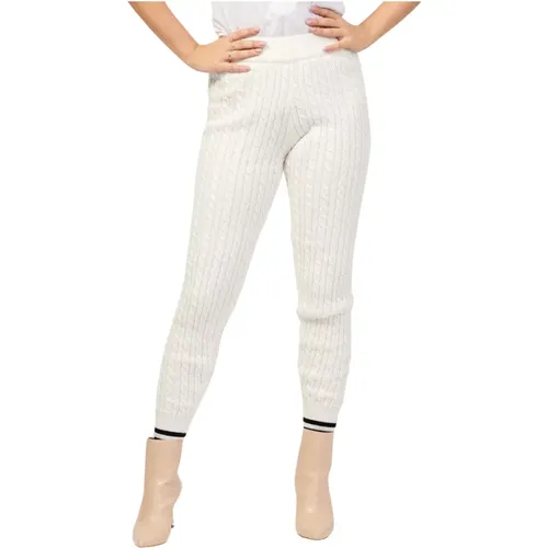Gestrickte weiße Hose mit All-Over-Muster , Damen, Größe: M - Giulia N Couture - Modalova