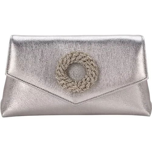 Elegant Jewel Clutch in Silver , female, Sizes: ONE SIZE - Hibourama - Modalova