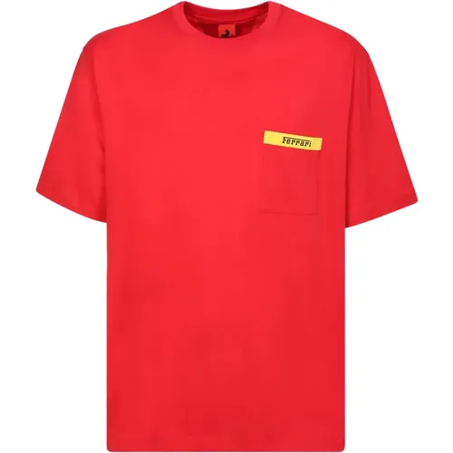 Sportlicher Stil Rotes T-Shirt , Herren, Größe: L - Ferrari - Modalova