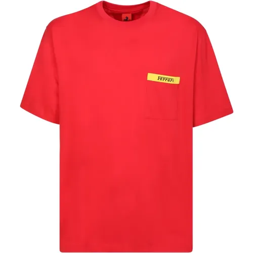 Sportlicher Stil Rotes T-Shirt , Herren, Größe: XL - Ferrari - Modalova