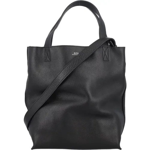 Schwarze Leder Shopper Tote Tasche - A.P.C. - Modalova