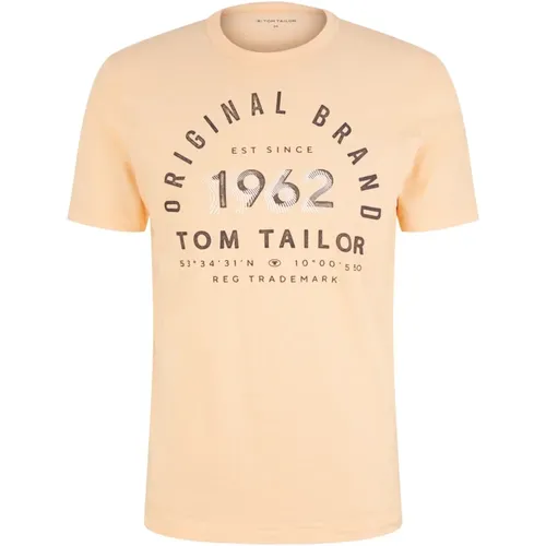 Gestreiftes T-Shirt mit Print - Tom Tailor - Modalova