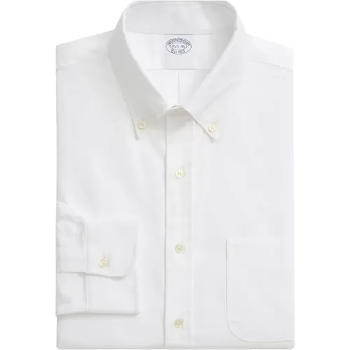 Weißes Regular Fit Non-Iron Baumwoll Oxford Hemd mit Button-Down-Kragen,Rosa Regular Fit Bügelfreies Baumwoll-Oxford-Hemd mit Button-Down-Kragen - Brooks Brothers - Modalova