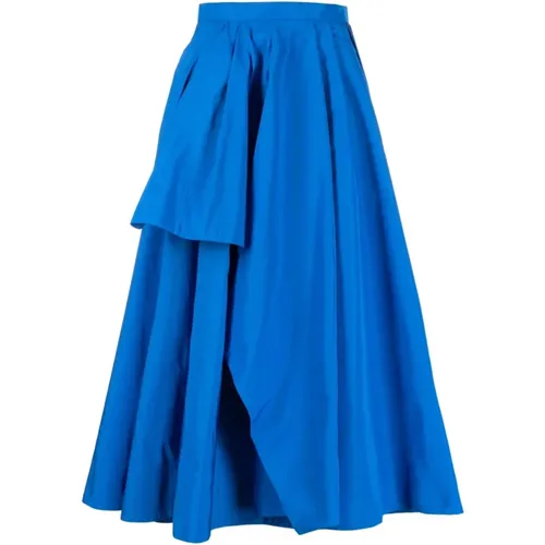 Draped A-Line Midi Skirt , female, Sizes: S - alexander mcqueen - Modalova