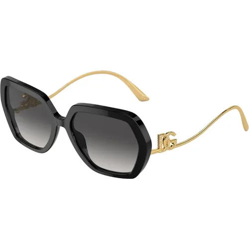 Stylische Sonnenbrille Dg4468B schwarz/grau , Damen, Größe: 58 MM - Dolce & Gabbana - Modalova