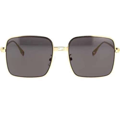 Quadratische Glamour Sonnenbrille mit Dunkelgrauer Linse , unisex, Größe: 55 MM - Fendi - Modalova