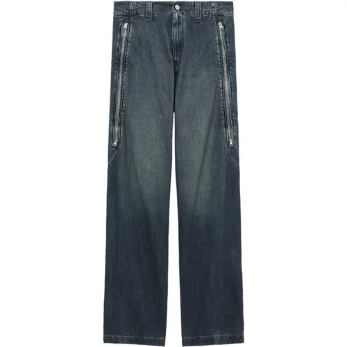 Blaue Denim Straight Leg Hose - MM6 Maison Margiela - Modalova